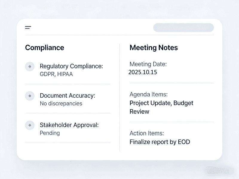What should be considered for compliance meeting notes