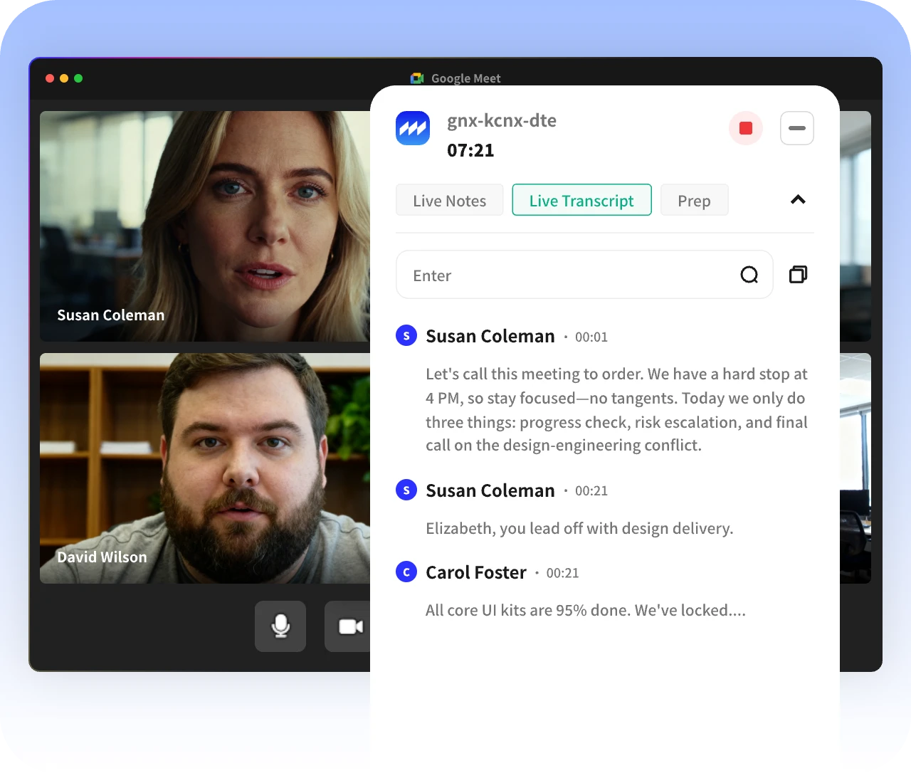 Real-time transcription with speaker identification