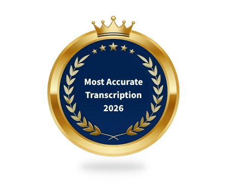 Most Accurate Transcription 2026 award badge